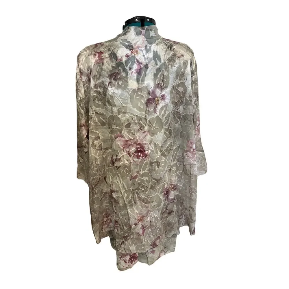 Jeffrey Dara Evenings Tom Barra Vintage Womens Sleeveless Dress Jacket Floral 22